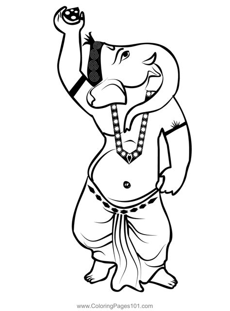 Lord Ganesh 9 Coloring Page For Kids Free Hindu Gods Printable