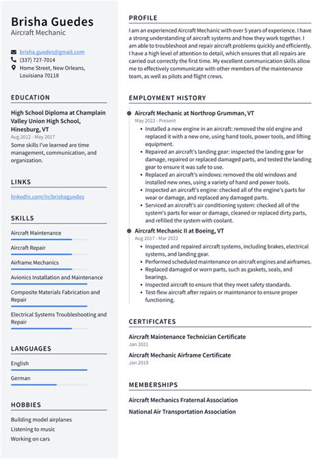 Mechanic Resume Example And Writing Guide Resumelawyer