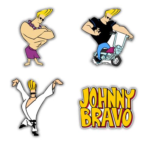 Johnny Bravo Cartoon Set Of 4 Vinyl Sticker Decal 5 Longer Side Id