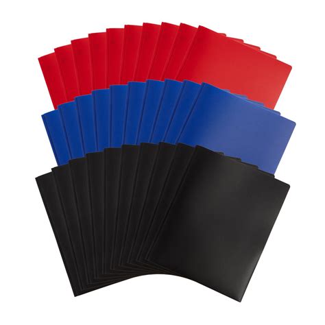 Blue Summit Supplies Plastic Pocket Folders Prongs Assorted Bold Col