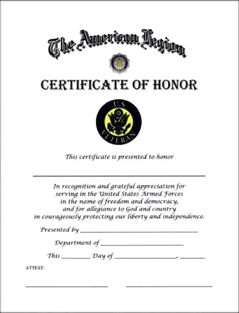 Blank Certificate Of Honor Sample Certificate Templates