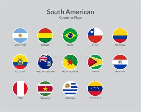 Colección De Iconos De La Bandera De Los Países De Sudamérica Ilustración Del Vector