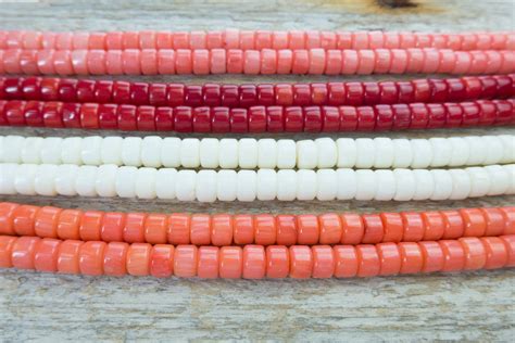 Coral Heishi Beads Red Coral Heishi Beads White Bamboo Etsy