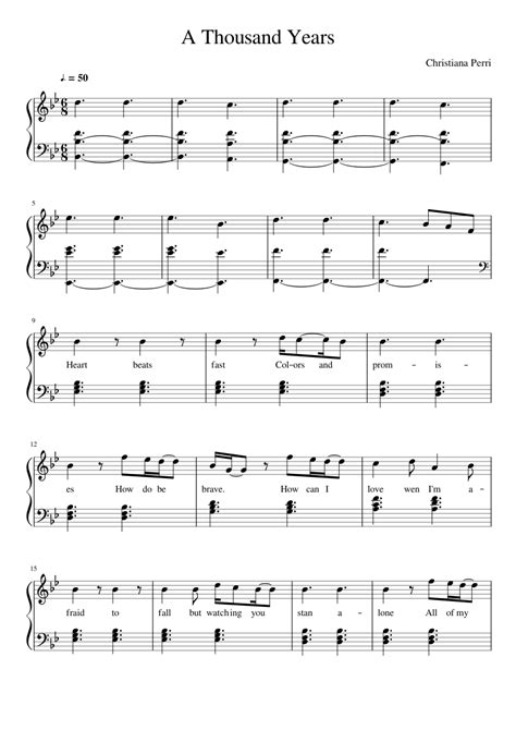 a thousand years sheet music for piano download free in pdf or midi sheet