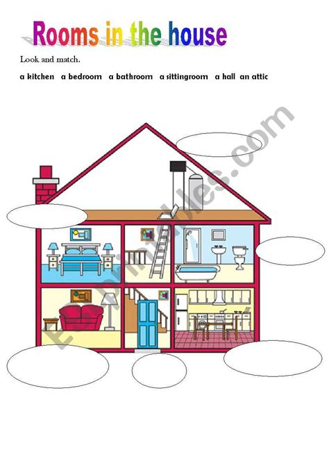 Rooms In The House Esl Worksheet By Bernadetta
