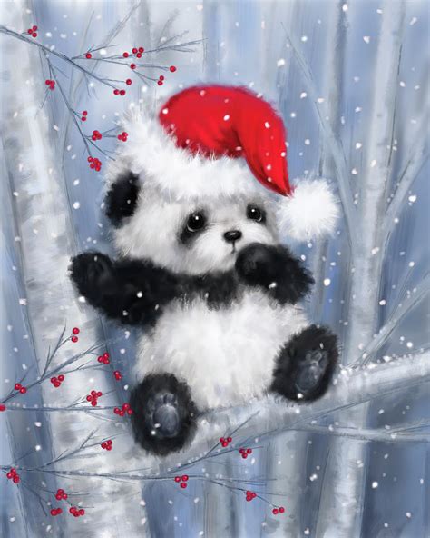 Christmas Panda Mixed Media By Makiko Pixels