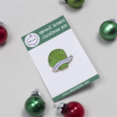 Sprout Lovers Christmas Enamel Pin Badge By Death By Tea