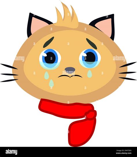 Sad Crying Cat Cartoon Vector Illustration Crying Cat Meme Stock
