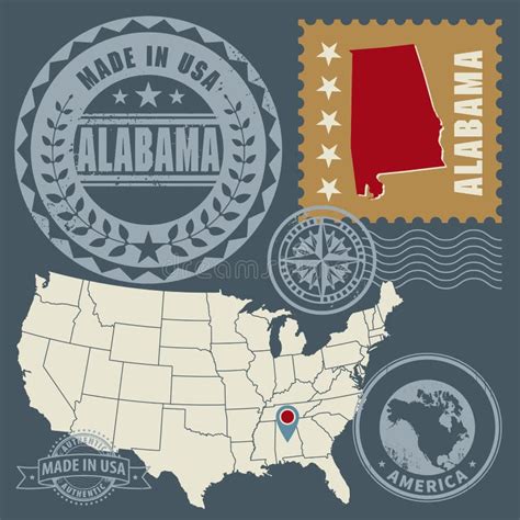 Stamp Set Name Map Alabama Stock Illustrations 4 Stamp Set Name Map