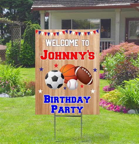 Sports Theme Party Yard Sign Comes With H Stake 24x18 Printed Etsy