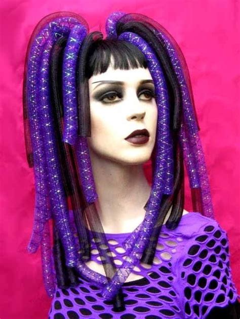 Cyberlox In 2021 Cybergoth Fashion Goth Hair Purple Dreads