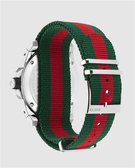 Reloj De Hombre Gucci Dive Ya136209 De Nylon Verde Y Rojo · Gucci · El