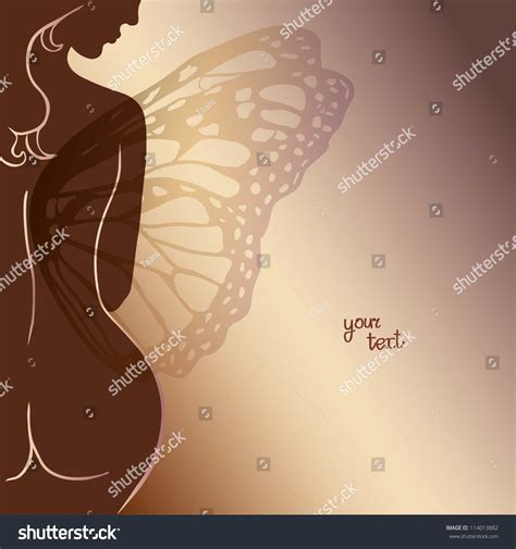 Beautiful Nude Woman Silhouette Back Wing Stock Vektorgrafik