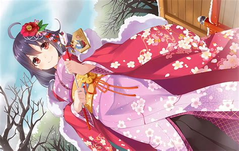 Hd Wallpaper Anime Girl Kimono Yukata Festival Ribbon No People