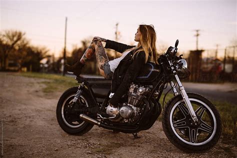Attractive Girl Motorcycle Rider Posing By Dalton Campbell