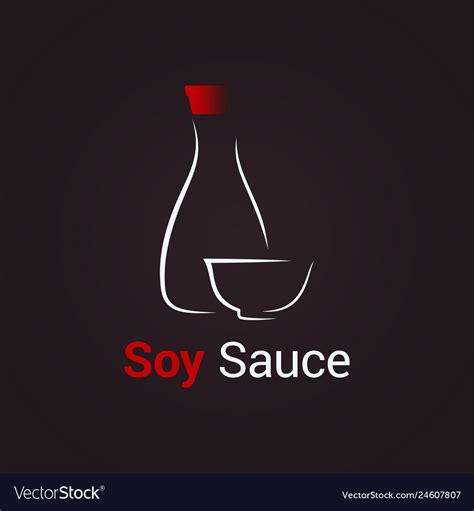 Soy Sauce Logo Bottle Of Sauce With A Golden Vector Image
