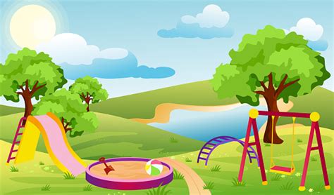 Vector Illustration Of Kids Playground Set Of Elements To Create Urban