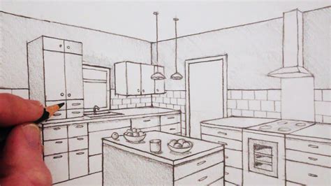 Kitchen Room In Two Point Perspective Perspective