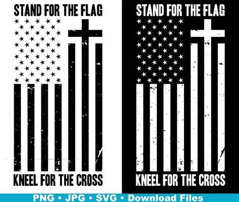 Stand For The Flag Kneel For The Cross Svg Patriotic Etsy