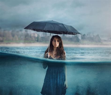 Photography Manipulation Umbrella Girl Women Rain Hd