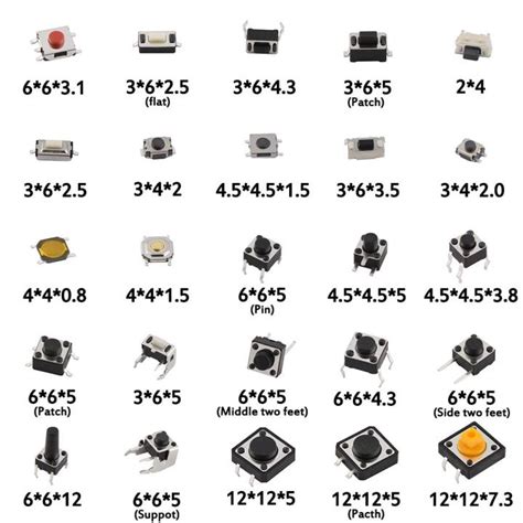 125pcs 25 Values Tactile Push Button Micro Switch Smd Dip 4 Pin3 Pin2