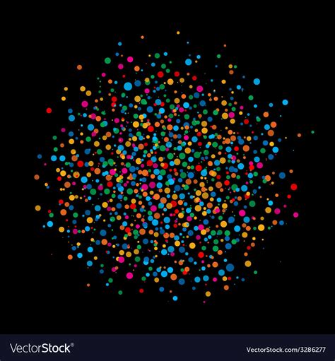 Colorful Abstract Blot Of Dots On Black Background