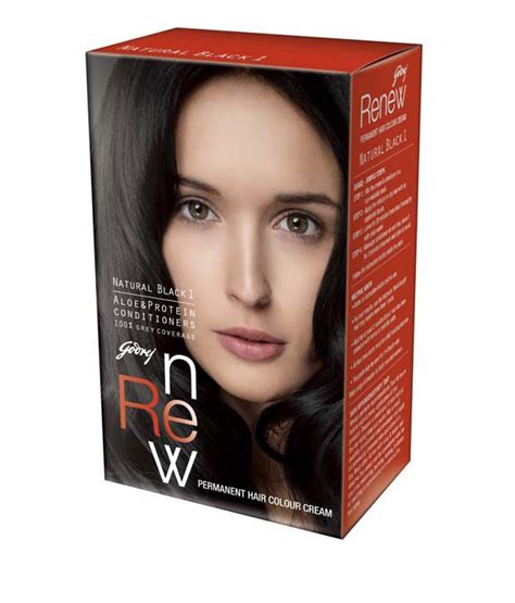 Enriched with goodness of amla & shikakai, it works beautifully to colour hair in just 5 minutes. Godrej Renew Creme Hair Colour - Natural Black (26g+20ml ...