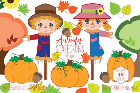 Autumn Scarecrow Clipart For Commercial Use Planner Clip
