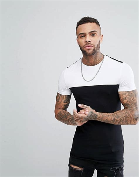 Asos Longline Muscle T Shirt With Stretch And Contrast Yoke Asos