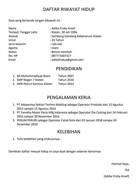 Buat yang lagi mencari contoh surat lamaran kerja untuk mendaftar pekerjaan . Inilah Surat Lamaran Pekerjaan Contoh Daftar Riwayat Hidup ...