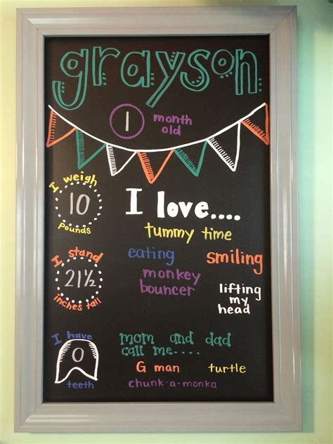 Monthly Milestone Chalkboard Diy Baby Stuff Monthly Baby Chalkboard