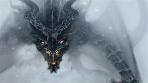 Black Dragon Illustration Fantasy Art Dragon Face Wings Hd