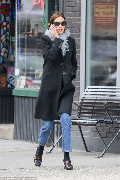 Alexa Chung Keeps Her Look Casual In Chic Coat And Mohair Scarf In New
