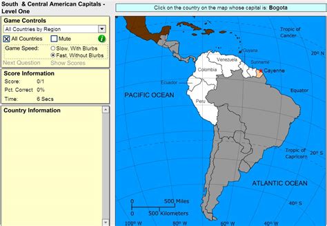 Latitude and longitude (easy) interactive colonies map. Interactive map of South and Central America Capitals of South and Central America. Beginner ...