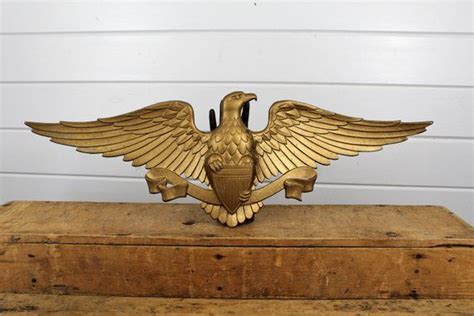 large vintage gold metal eagle 27 inches wide mid century sexton eagle wall plaque hangs hanging