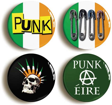 Set Of Four Éire Irish Punk Rock Badges Buttons By Pinitonbadges