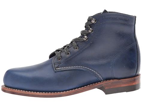 Wolverine Leather Original 1000 Mile Boot In Dark Blue Leather Blue
