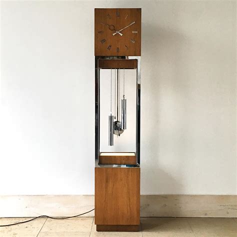 Talisman Mid Century Modern Wooden Cased Grandfather Clock 1980s