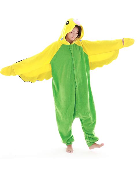 Green Parrot Onesie For Unisex And Green Budgie Costumes For Women And Men