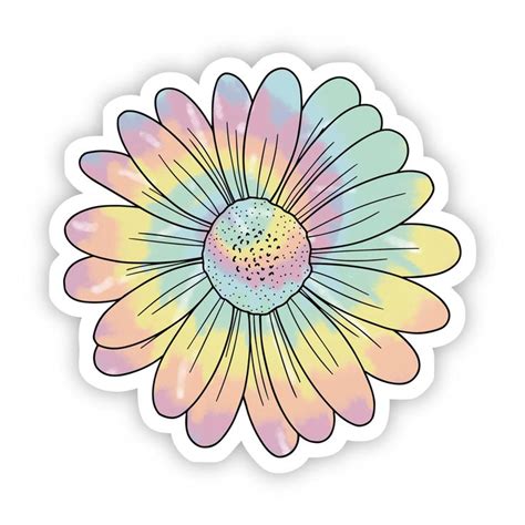 Tie Dye Daisy Aesthetic Sticker Aesthetic Stickers Floral Stickers