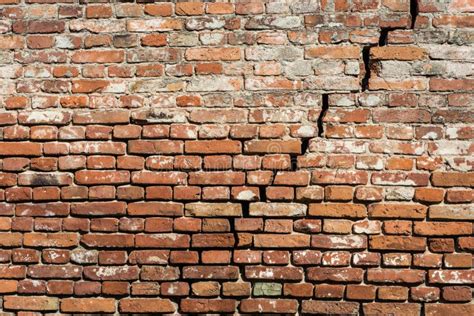 Empty Very Old Red Brick Wall Texture With Cracks Stock Image Image