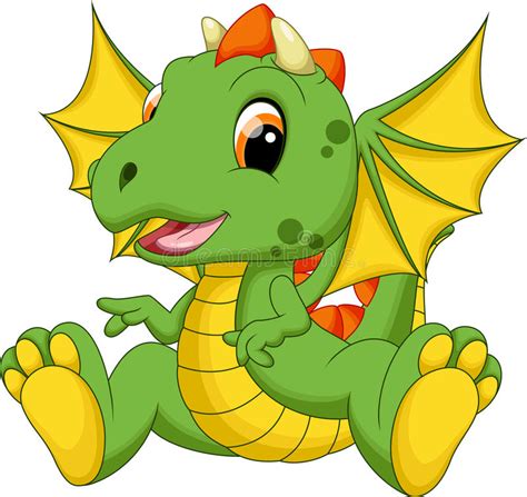 Cute Baby Dragon Cartoon Stock Illustration Illustration