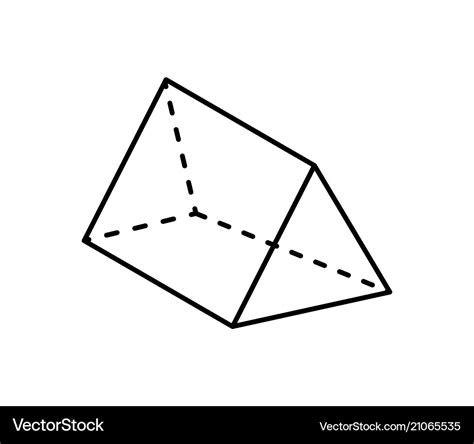 Triangular Prism Geometric Figure In Black Color Vector Image