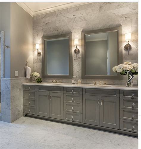 I Love This Long Vanity With Framed Mirrors And Sconces For Lighting