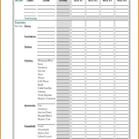 Personal Monthly Budget Template ~ Addictionary