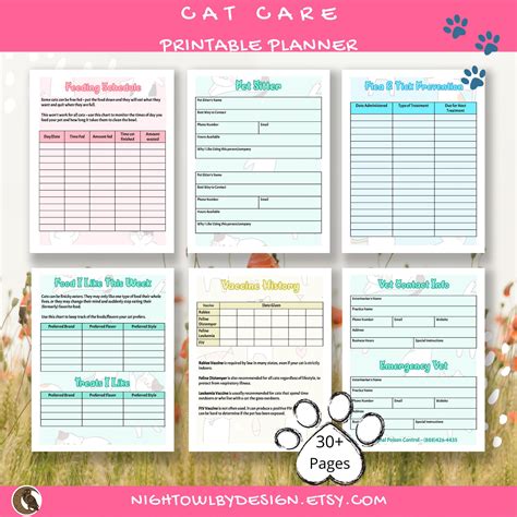 Happy Cat Care Printable Planner Cat Care Tips Health Etsy