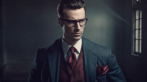 Premium Ai Image A Man Wearing Glasses And A Suit Stands In Front Of A Dark Background