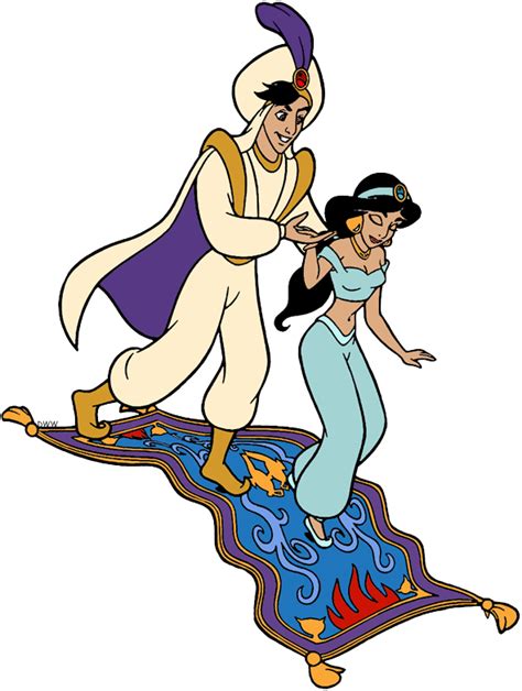 Clip Art Of Aladdin Escorting Jasmine Home After A Magic Carpet Ride