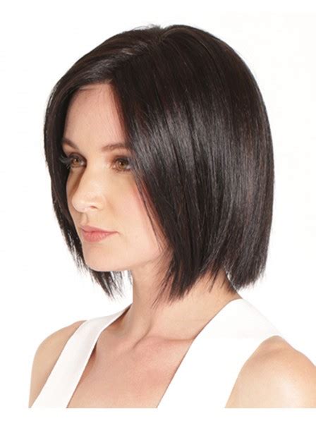 Dark Brown Chin Length Straight Bob Wigs Without Bangs