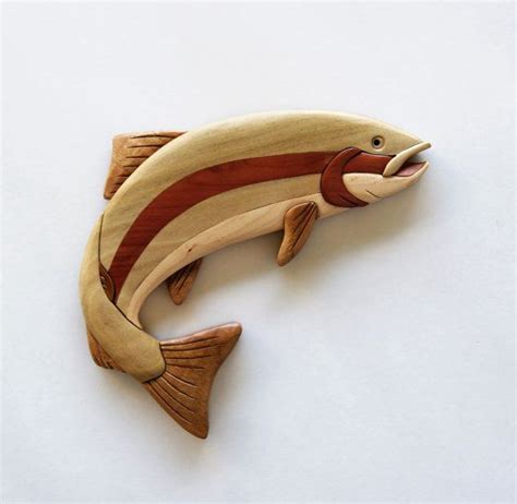 Rainbow Trout Fish Intarsia Wall Hanging Wooden By Entwoodcrafts